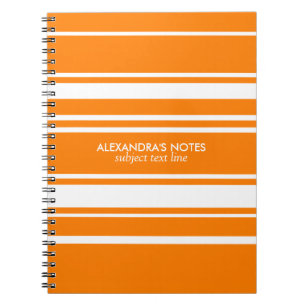 Caderno Espiral Padrão Moderno Laranja E Listras Brancas