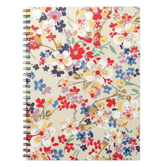 Caderno Espiral Padrão modesto em flores pequenas (Frente)