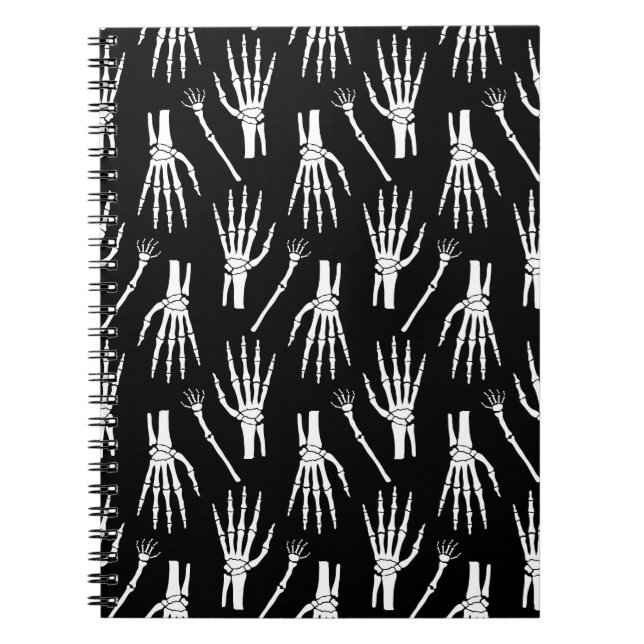 Caderno Espiral Padrão Monocromático do Halloween (Frente)