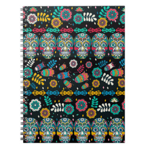 Caderno Espiral Padrão multicolorido perfeito. Estilo Boho decora