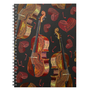 Caderno Espiral Padrão Musical Violin Red Heart