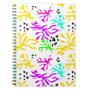 Caderno Espiral padrão neon multicolorido abstrato