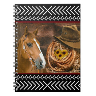 Caderno Espiral Padrão Ocidental do Hat Lasso do Horse Cowboy