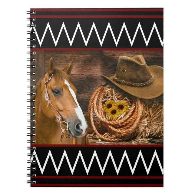 Caderno Espiral Padrão Ocidental do Hat Lasso do Horse Cowboy (Frente)