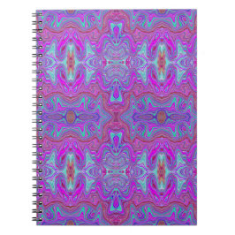 Caderno Espiral Padrão Ondulado de Mármore Trippy Magenta e Azul