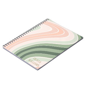 Caderno Espiral Padrão Ondulado Retro Groovy