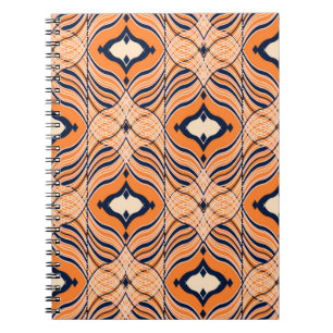 Caderno Espiral Padrão oriental sem aparência, ornamento preto e