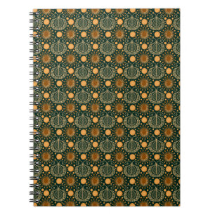 Caderno Espiral Padrão Ornamental Boho Dourado Elegante