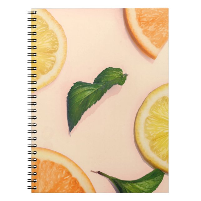 Caderno Espiral padrão pastel de fruta (Frente)
