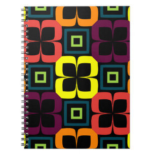 Caderno Espiral Padrão perfeito brilhante com flores coloridas em