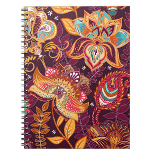 Caderno Espiral Padrão perfeito brilhante no estilo paisley. Colo