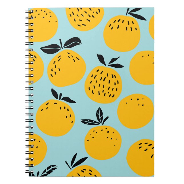 Caderno Espiral Padrão perfeito de frutas de laranjas (Frente)