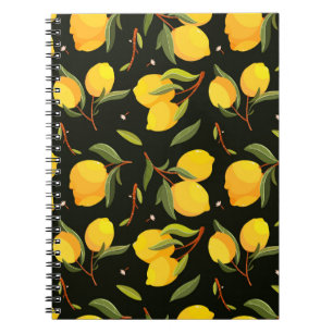 Caderno Espiral Padrão perfeito de limão. Exemplo de limão pintado