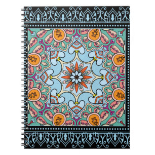 Caderno Espiral Padrão perfeito de mandala étnica tribal