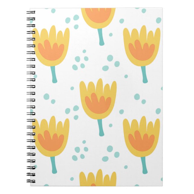 Caderno Espiral Padrão perfeito de vinhetas, padrão de flores fofi (Frente)