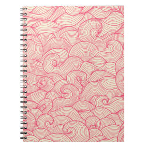 Caderno Espiral padrão perfeito de vintage. Onda abstrato desenha