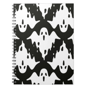 Caderno Espiral Padrão perfeito do fantasma Vintage do dia das bru