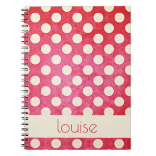 Caderno Espiral Padrão Personalizado de Bolinhas Vermelha Sem Bran