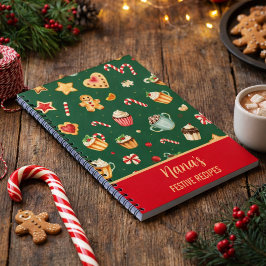 Caderno Espiral Padrão Personalizado de Confeitaria de Natal