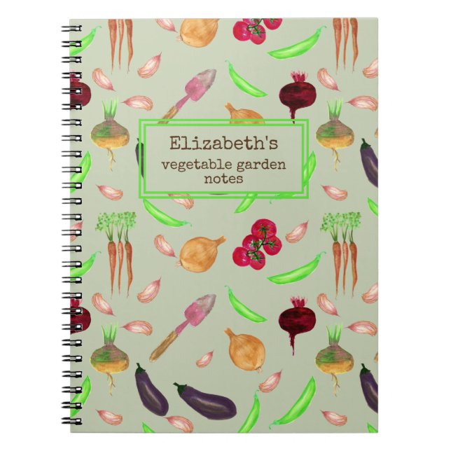Caderno Espiral padrão personalizado de hortas vegetais (Frente)