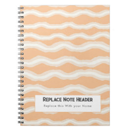 Caderno Espiral Padrão Personalizado de Onda de Pêssego 