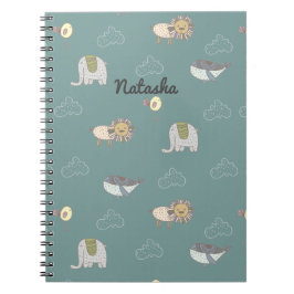 Caderno Espiral Padrão Personalizável de Animais Escandinavos Cuto