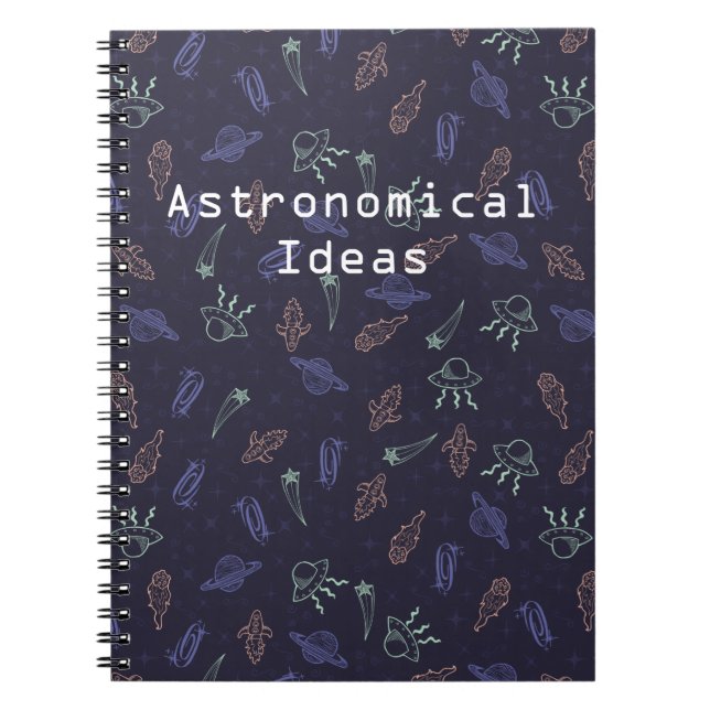 Caderno Espiral Padrão Personalizável de Espaço de Portas Periwink (Frente)
