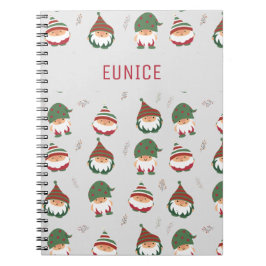 Caderno Espiral Padrão Personalizável do Chubby de Natal Elves