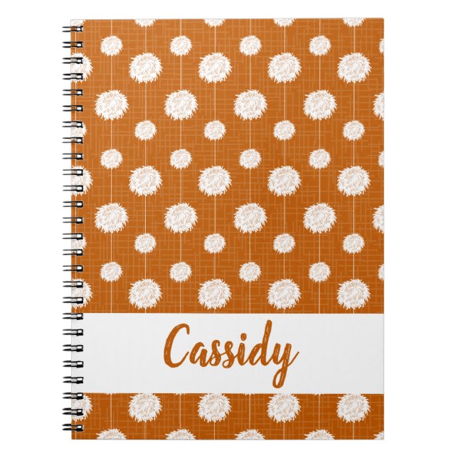 Caderno Espiral Padrão Pom De Cheerleader Laranja Queimado (Frente)