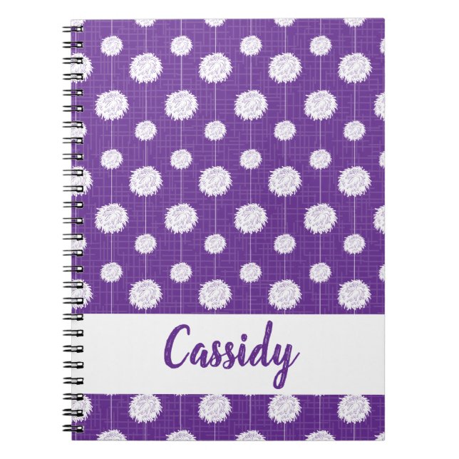 Caderno Espiral Padrão Pom Pom De Cheerleader Roxo (Frente)
