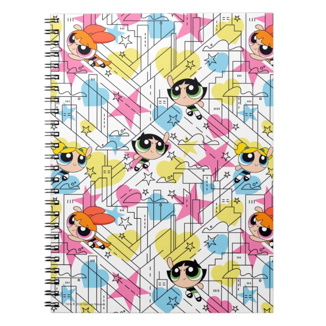 Caderno Espiral Padrão Powerpuff Girls Townsville (Frente)