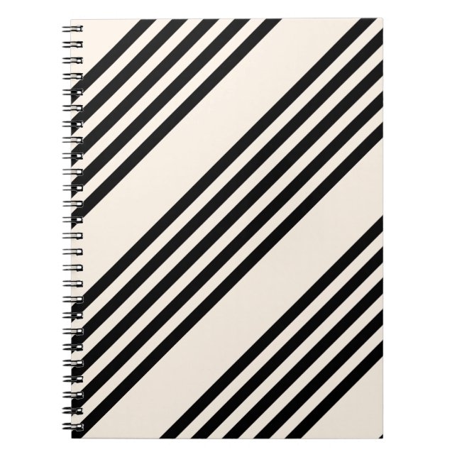 Caderno Espiral Padrão preto e bege de cinco faixas (Frente)