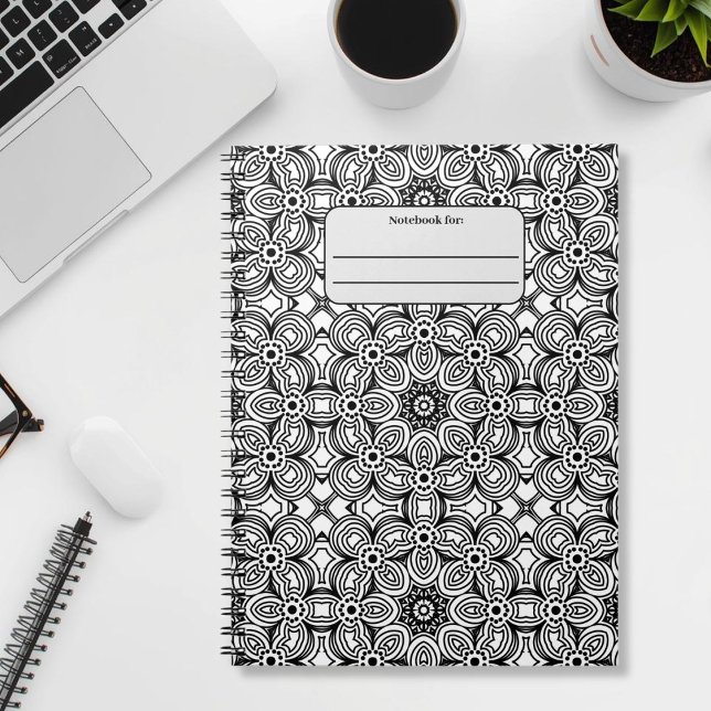 Caderno Espiral Padrão preto e branco (Criador carregado)