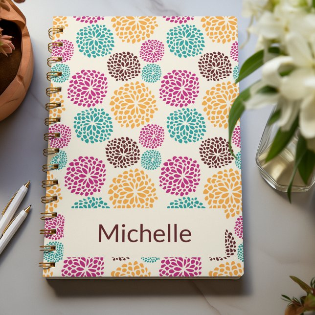 Caderno Espiral Padrão primavera - Boho Bright personalizado (Spring Pattern - Boho Bright custom Notebook)