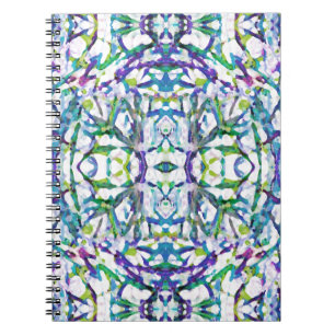 Caderno Espiral Padrão Psicodélico Azul