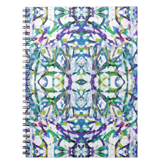 Caderno Espiral Padrão Psicodélico Azul (Frente)