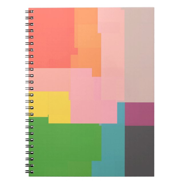 Caderno Espiral Padrão quadrado multicolorido (Frente)