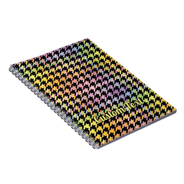 Caderno Espiral Padrão Rainbow Houndstooth (Lado Direito)