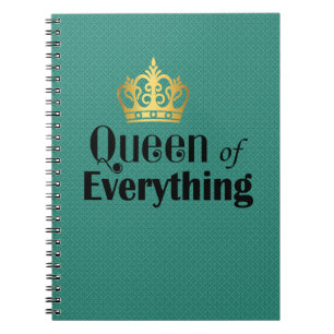 Caderno Espiral Padrão Rainha de Tudo Ouros Teais