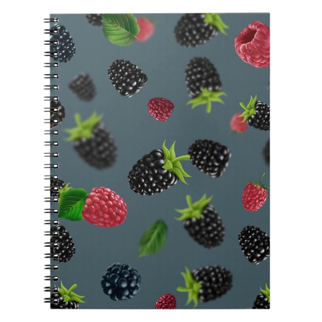 Caderno Espiral Padrão Raspberry 2 (Frente)