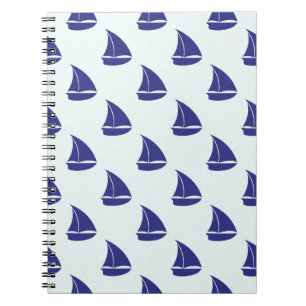 Caderno Espiral Padrão Real Blue Sailboat