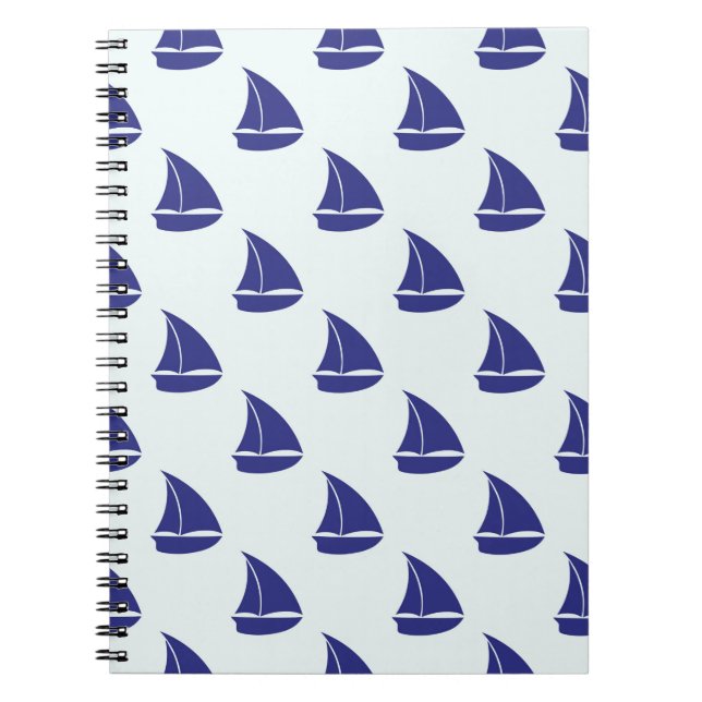 Caderno Espiral Padrão Real Blue Sailboat (Frente)