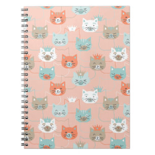 Caderno Espiral Padrão Real de Gatos