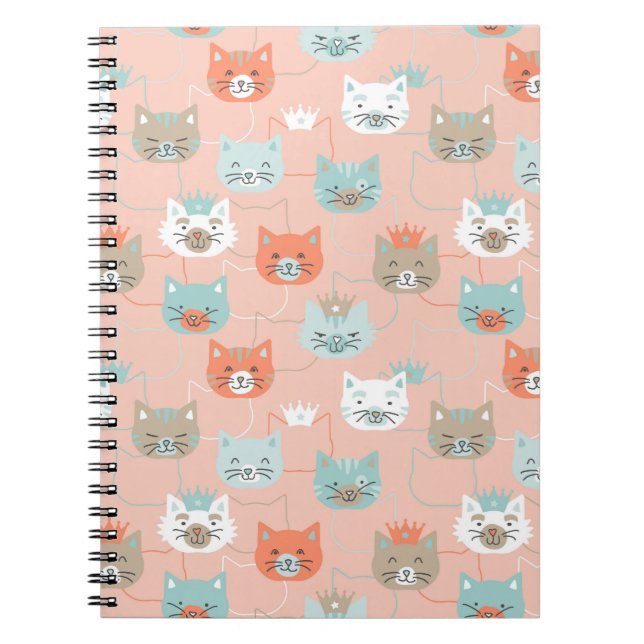 Caderno Espiral Padrão Real de Gatos (Frente)