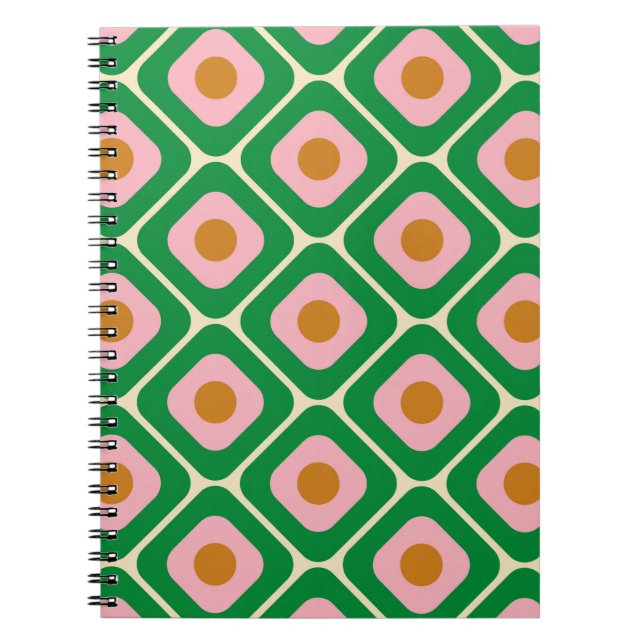 Caderno Espiral Padrão Retro Invisível dos anos 70. Estética dos a (Frente)