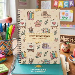 Caderno Espiral Padrão Retro Pastel de Volta às Aulas
