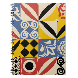 Caderno Espiral Padrão retroativo de formas geométricas simples