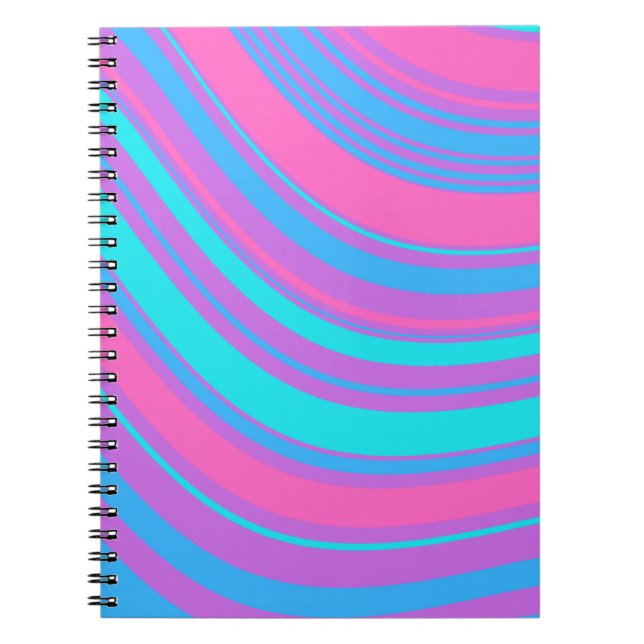 Caderno Espiral Padrão retroativo de onda brilhante (Frente)