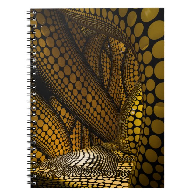 Caderno Espiral Padrão retroativo e amarelo (Frente)