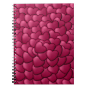 Caderno Espiral Padrão Romântico de Corações Vermelhos 3D-32322